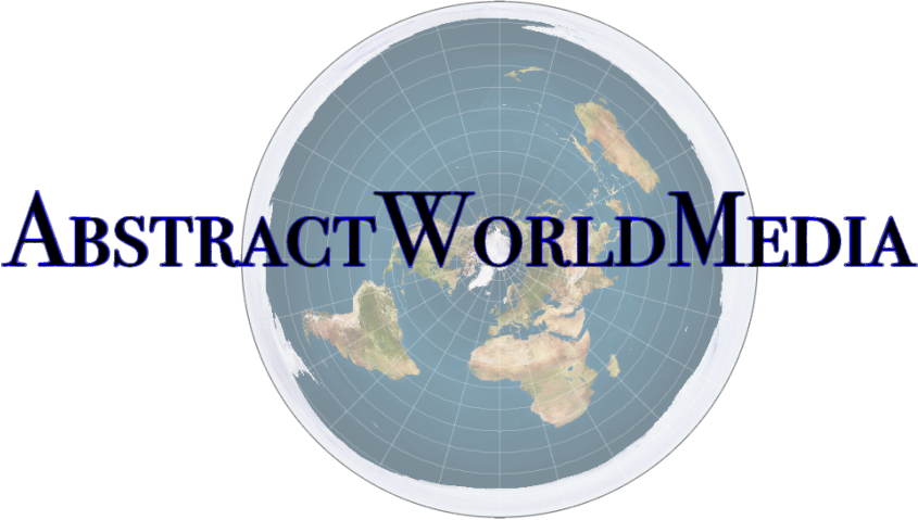 Logo of Abstract World Media featuring a globe design with a map projection and the company name overlaying the image.